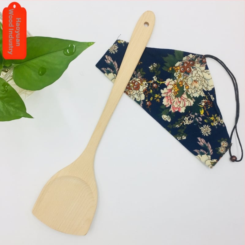 Spatula mare din lemn de fag, mâner lung, ustensile de bucătărie din lemn