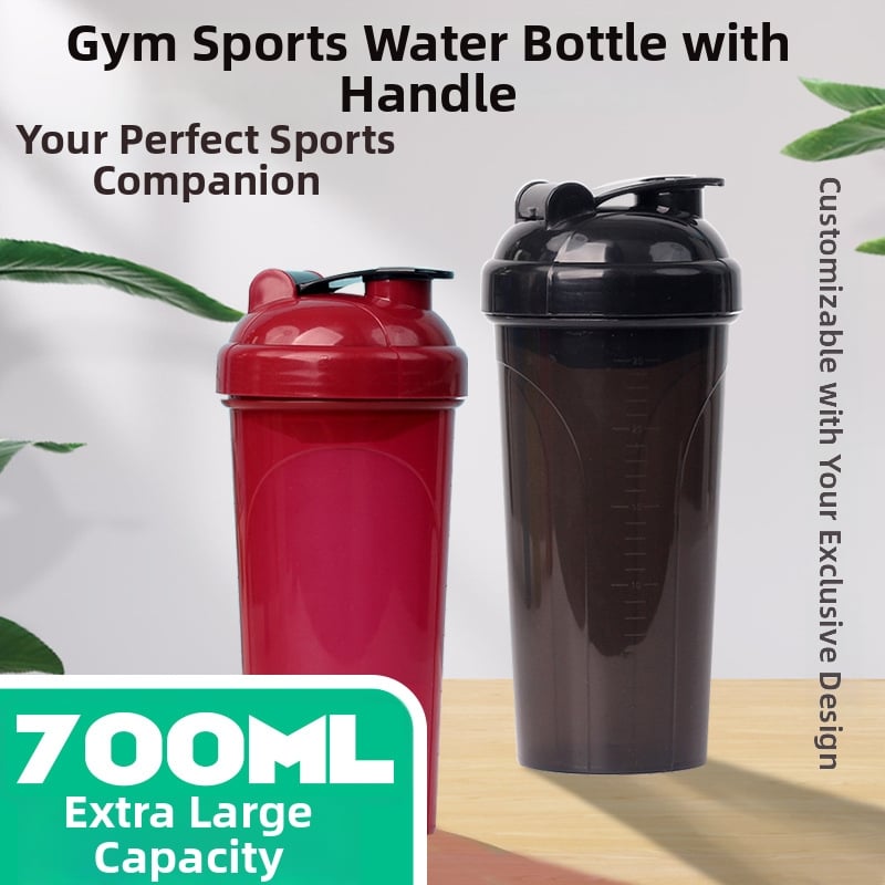 Cupă shaker din plastic, 700 ml, capacitate mare pentru sport și fitness, pentru milkshake și pudră proteică