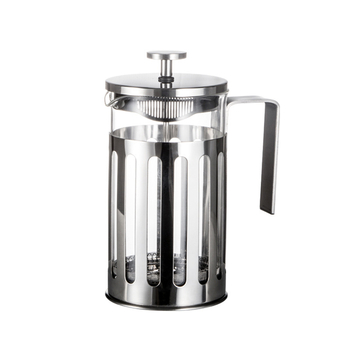 Cafetieră franțuzească din oțel inoxidabil 304, corp din sticlă borosilikată și filtru încorporat