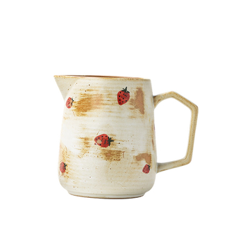 Cană ceramică pentru cafea pour-over cu filtru și ceainic floral – stil vintage uzat, set rafinat pentru ceaiul de după-amiază