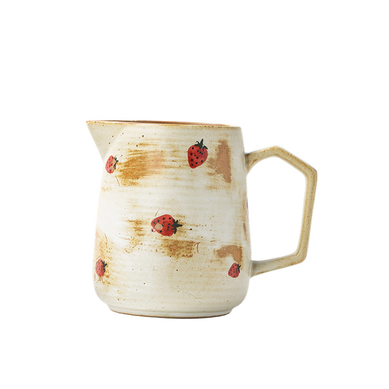 Cană ceramică pentru cafea pour-over cu filtru și ceainic floral – stil vintage uzat, set rafinat pentru ceaiul de după-amiază