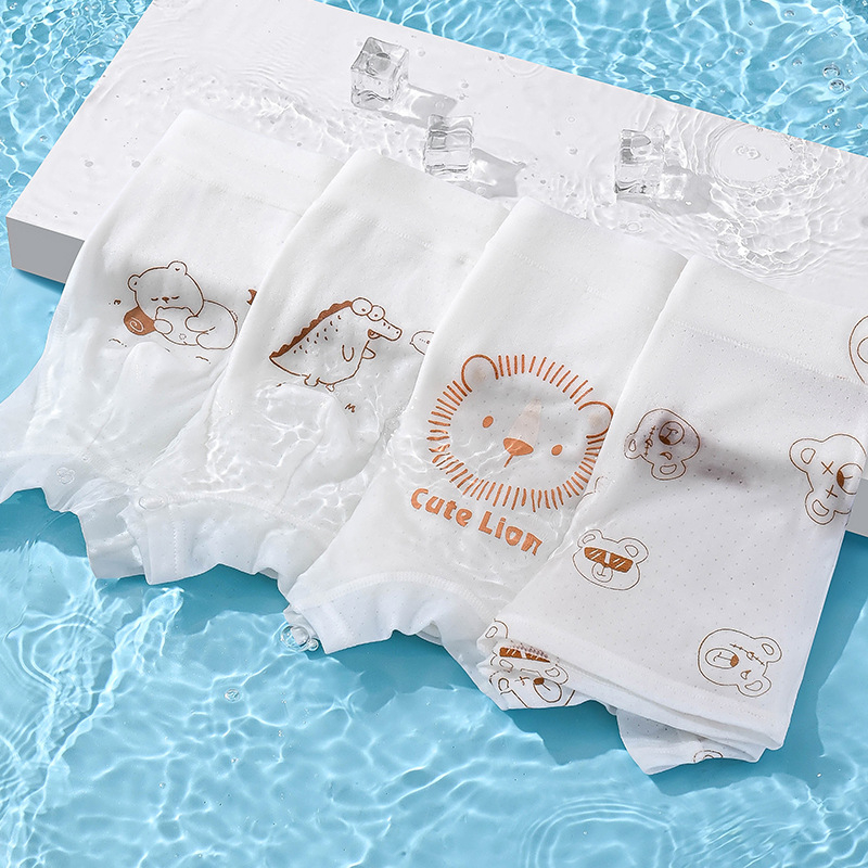 Lenjerie intimă pentru copii, pentru băieți, din material tip ice-silk cu plasă, vară, subțire și ușoară