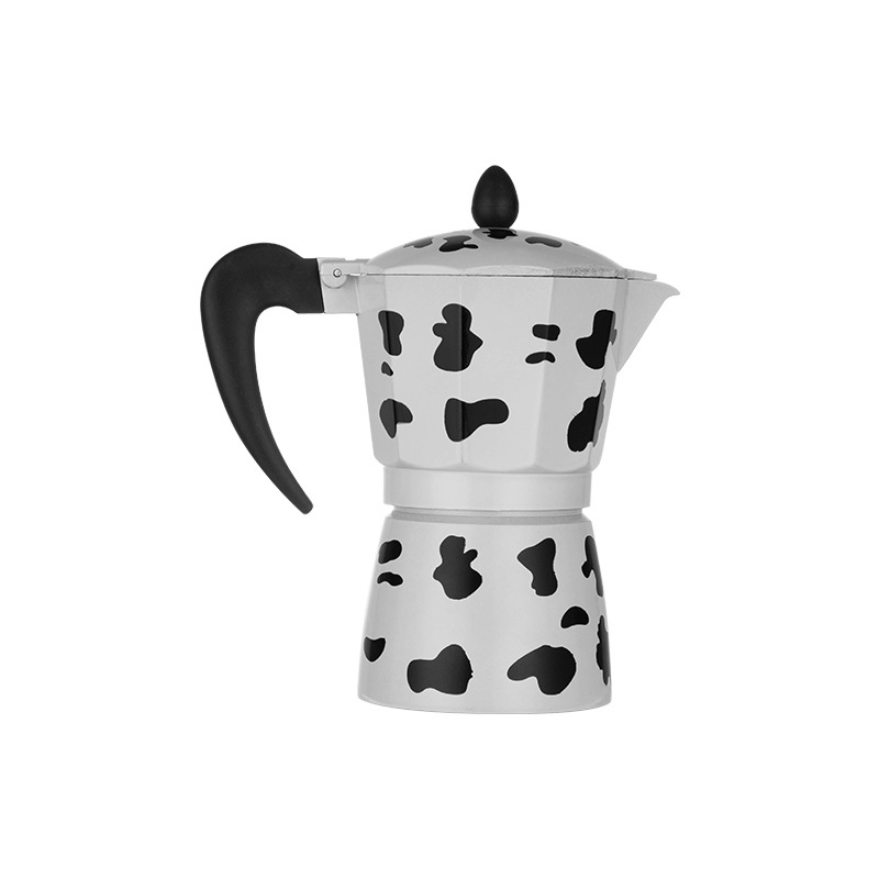 Cafetieră moka din aluminiu, cu model de vaci, pentru uz casnic, design octagonal