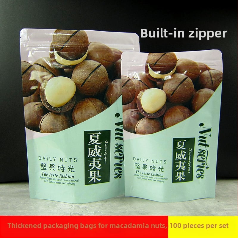 Sac de ambalare pentru nuci macadamia 250 g/500 g, pungă ziplock din plastic pentru gustări