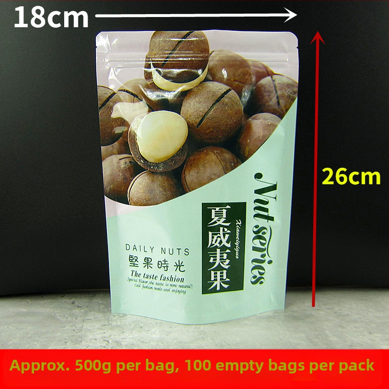 Sac de ambalare pentru nuci macadamia 250 g/500 g, pungă ziplock din plastic pentru gustări