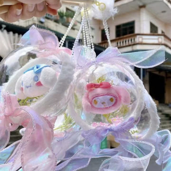 Iepuraș angelic strălucitor cu lanternă în sferă de cristal, 10 cm, portabil