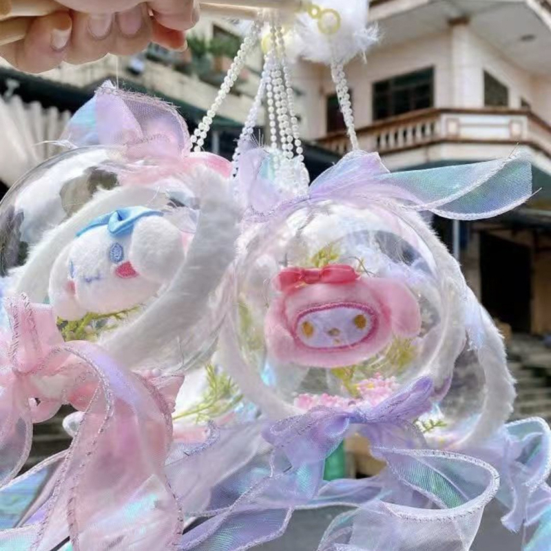 Iepuraș angelic strălucitor cu lanternă în sferă de cristal, 10 cm, portabil