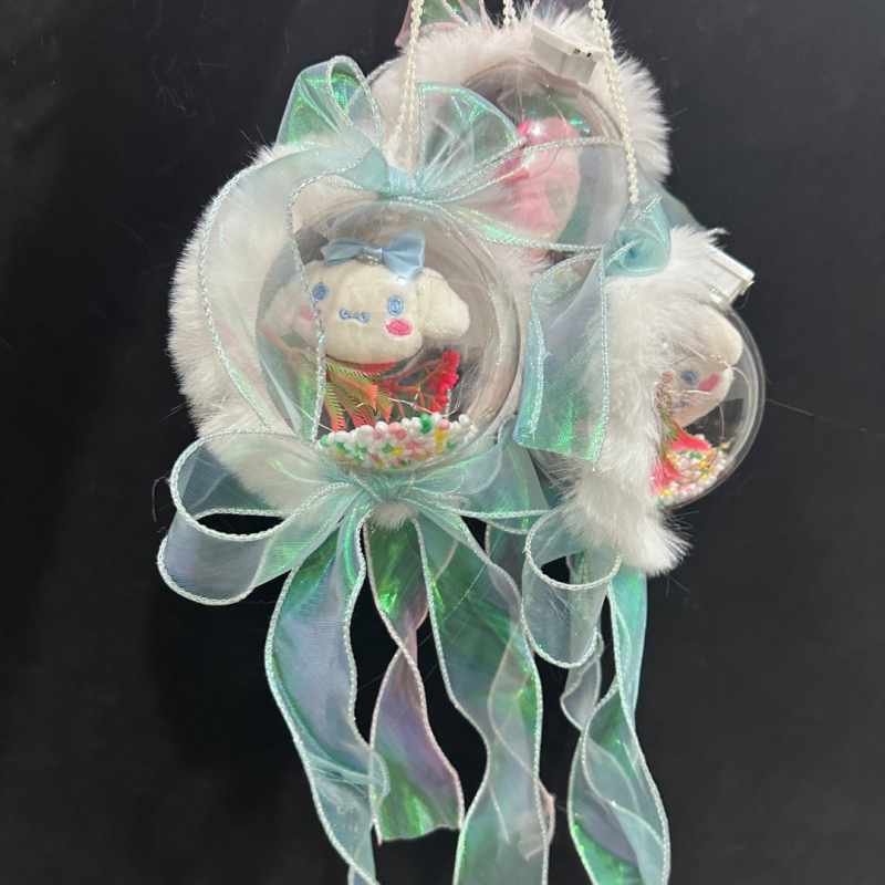 Iepuraș angelic strălucitor cu lanternă în sferă de cristal, 10 cm, portabil