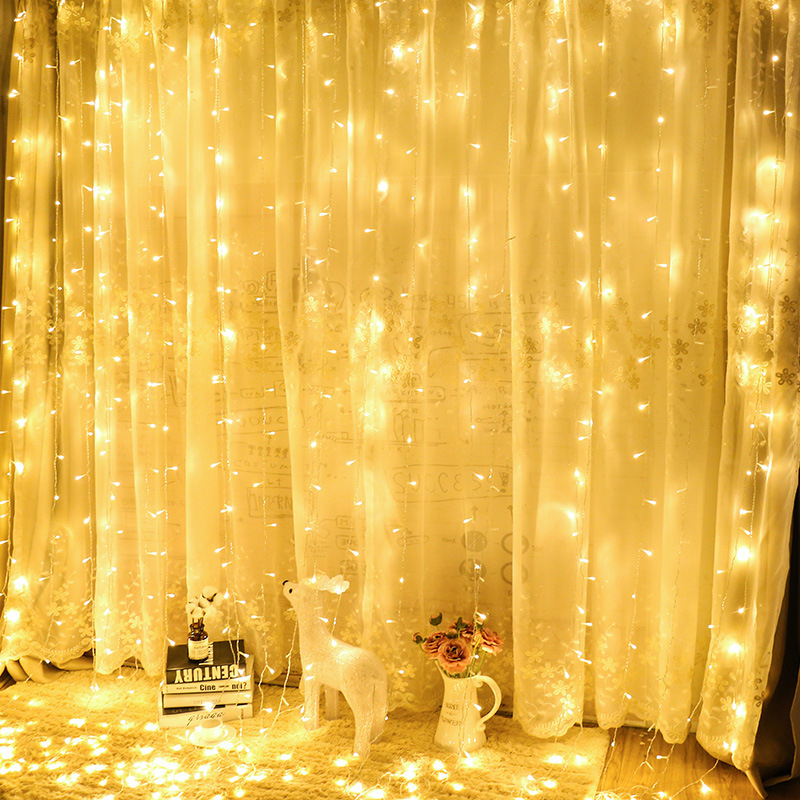 Lumină de perdea LED de Crăciun cu benzi LED în stil gheata, lumini intermitente pentru dormitor, nuntă și decor exterior