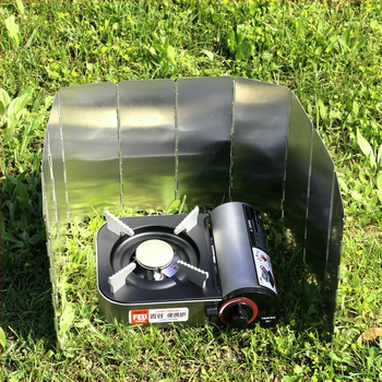 Camping în aer liber: scut de vânt din aliaj de aluminiu, 10 bucăți, pliabil, pentru plită de camping și placă de aluminiu pentru grătar
