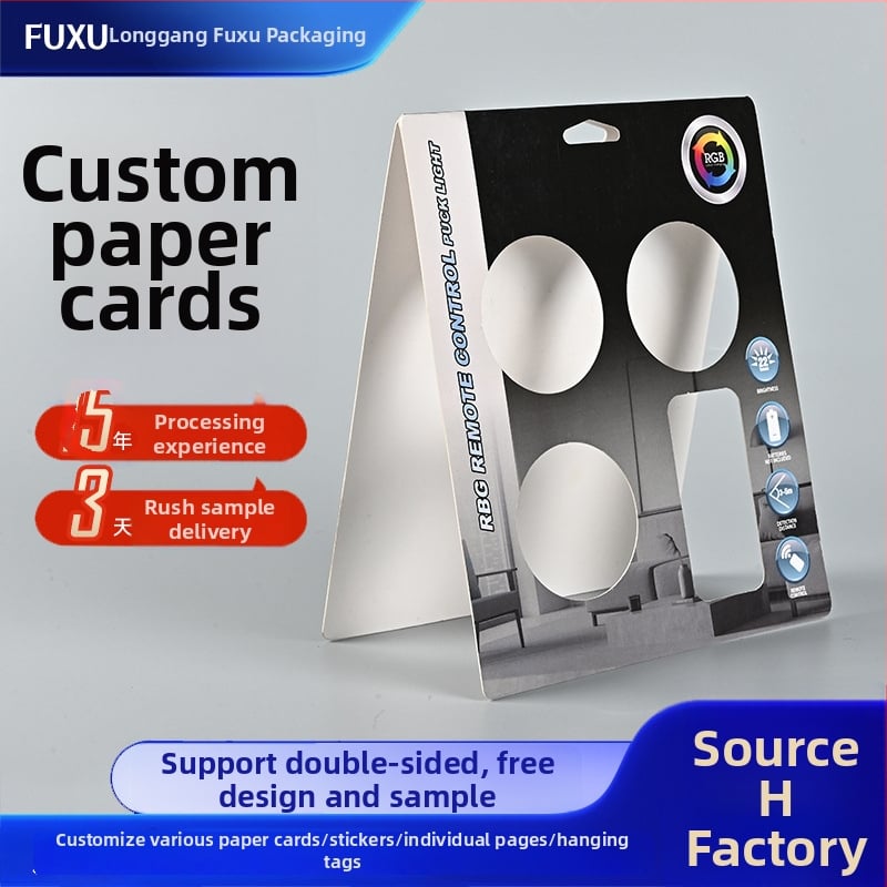 Ambalaj din carton cu etichete perforate pentru agățare, carduri colorate, etichete de formă specială, carduri suspendate, capete de card, inserții metalice, blister din hârtie