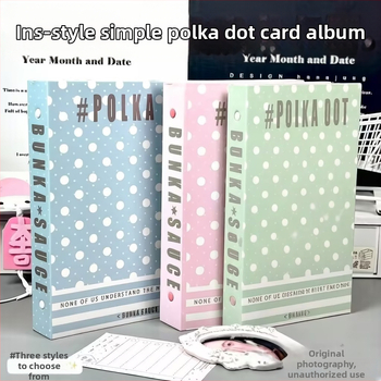 Colecție de albume foto A5 cu patru compartimente, design minimalist cu buline, pentru carduri idol de 3 inch