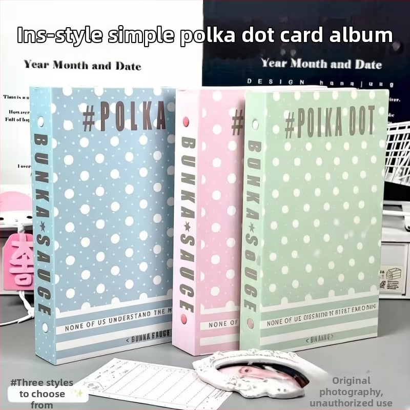 Colecție de albume foto A5 cu patru compartimente, design minimalist cu buline, pentru carduri idol de 3 inch