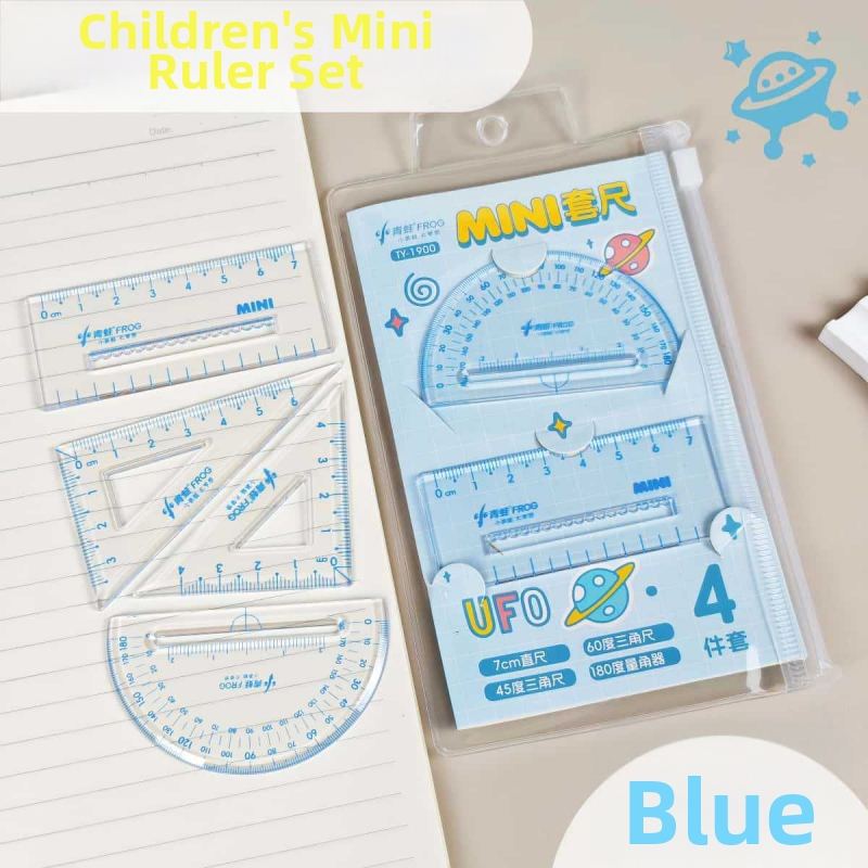 Set mini de 4 rigle pentru elevi din învățământul primar – rigle acrilice portabile pentru desen