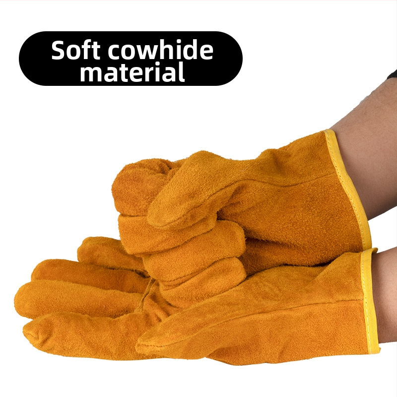 Krátke zváračské rukavice, z hovädzej kože, celokožené, zosilnené, ohňovzdorné, tepelne izolačné, proti obareniu