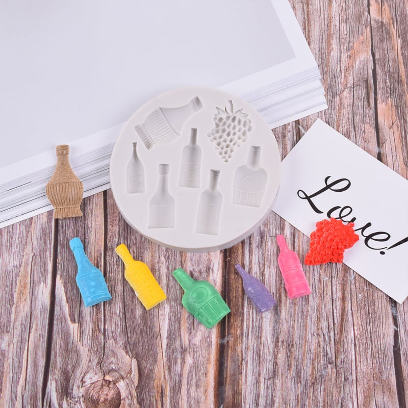 Formă din silicon în formă de sticlă de vin pentru decorarea torturilor, DIY fondant și proiecte din rășină și lut moale