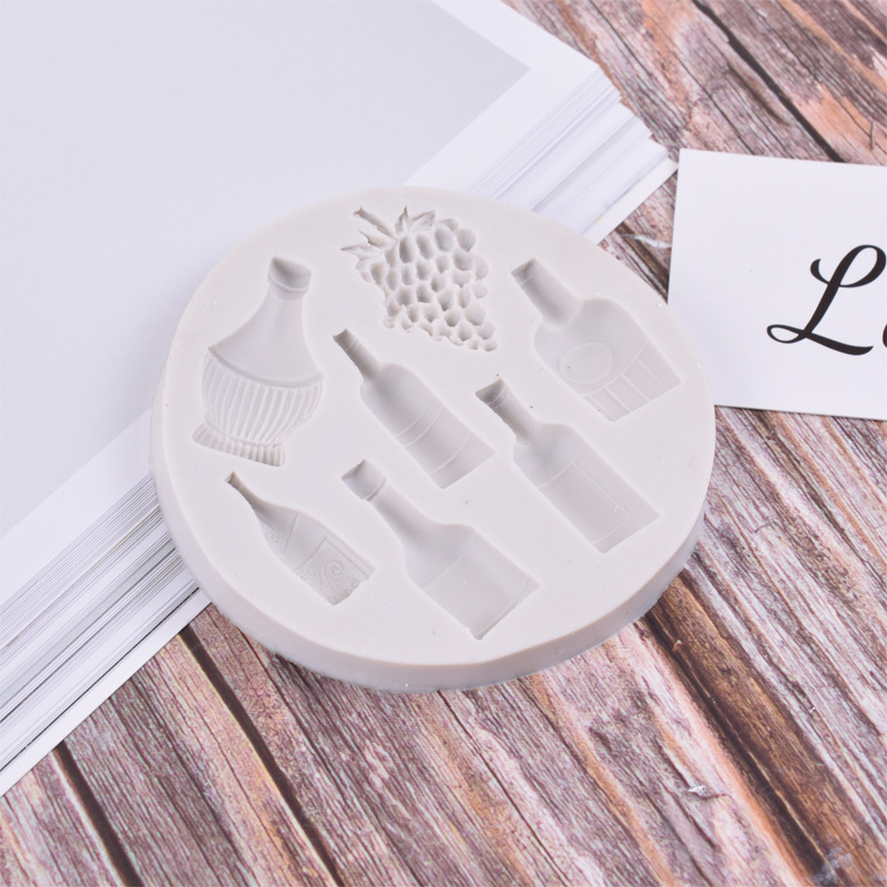 Formă din silicon în formă de sticlă de vin pentru decorarea torturilor, DIY fondant și proiecte din rășină și lut moale