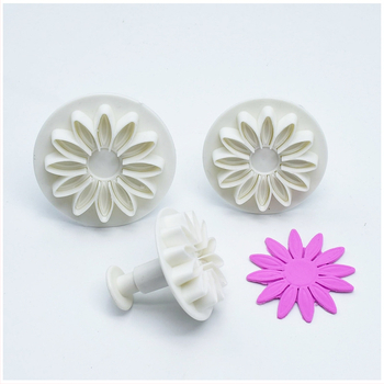 Unelte DIY pentru cofetărie: forme pentru fondant de tort și forme pentru biscuiți, două matrițe cu design de floare de floarea-soarelui