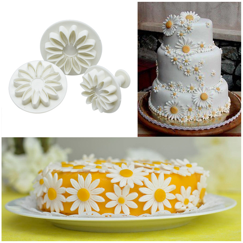 Unelte DIY pentru cofetărie: forme pentru fondant de tort și forme pentru biscuiți, două matrițe cu design de floare de floarea-soarelui
