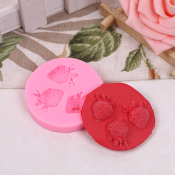 Set de 3 forme din silicon pentru fondant cu căpșune – decorare prăjituri, ciocolată, bomboane și mousse