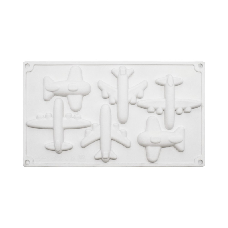 Set de șase forme din silicon, în formă de avion, pentru mousse și decorațiuni de prăjituri cu ciocolată, DIY deserturi franțuzești.