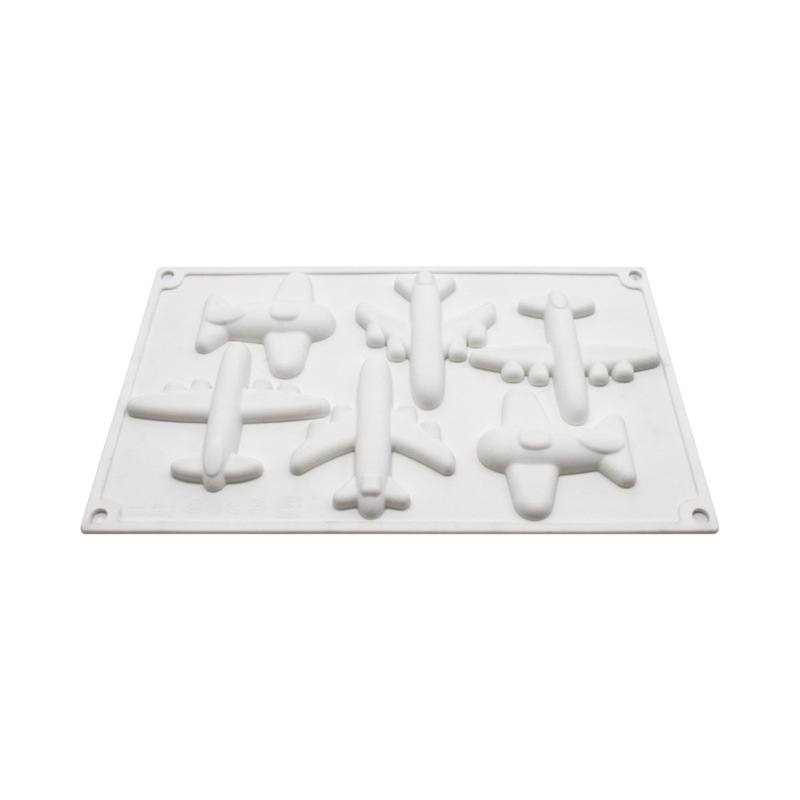Set de șase forme din silicon, în formă de avion, pentru mousse și decorațiuni de prăjituri cu ciocolată, DIY deserturi franțuzești.