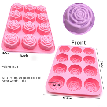 Formă de tort din silicon, în formă de trandafir, pentru fondant, ciocolată, jeleu și fursecuri