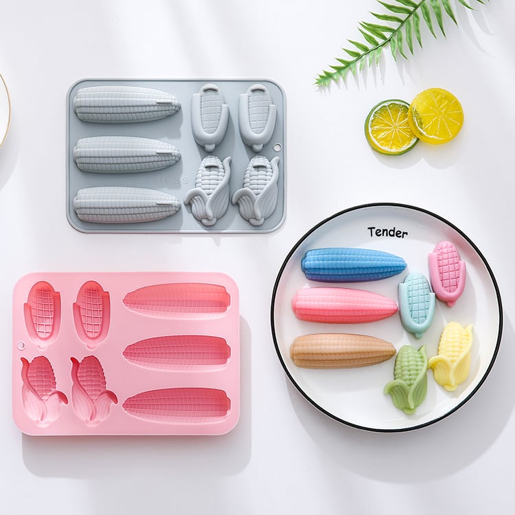 Set de 7 forme din silicon în formă de porumb, cu trei modele diferite, pentru prăjituri, artizanat din rășină și ciocolată