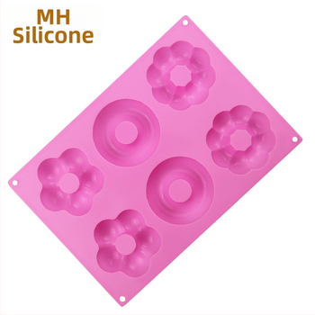 Formă din silicon pentru gogoși, cu model cu șase flori, silicon alimentar, pentru coacere DIY, rezistentă la temperaturi înalte