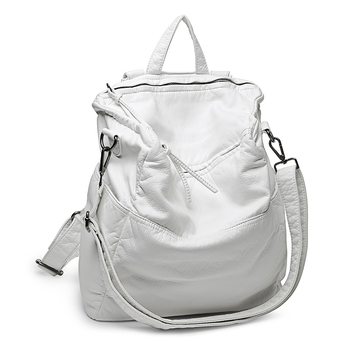 Mochila mare pentru femei din PU, stil casual retro, piele moale lavată, bretele dublu-umer și geantă crossbody