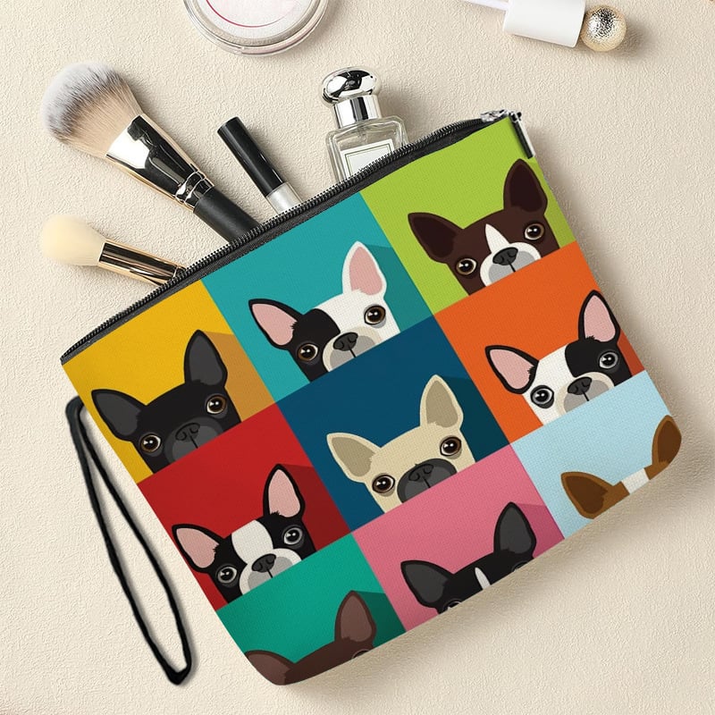Geantă multifuncțională de cosmetice, portabilă, cu buzunar pentru ruj, organizator de igienă pentru exterior, poliester, imprimeu animal