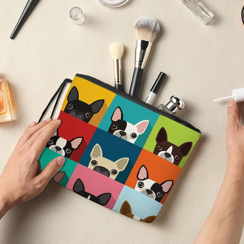 Geantă multifuncțională de cosmetice, portabilă, cu buzunar pentru ruj, organizator de igienă pentru exterior, poliester, imprimeu animal