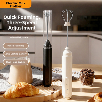 Froitor electric de mână pentru lapte, cu capac anti-praf, design de agățare, două capete, reîncărcabil, pentru cafea și ouă