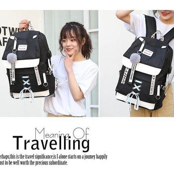 Rucsac Harajuku, inspirație campus, impermeabil, capacitate mare (36–55 L), compatibil cu laptop de 14 in, unisex