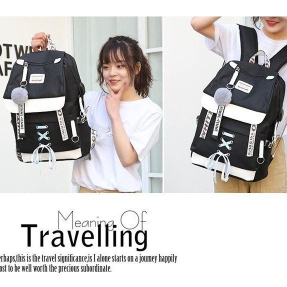 Rucsac Harajuku, inspirație campus, impermeabil, capacitate mare (36–55 L), compatibil cu laptop de 14 in, unisex