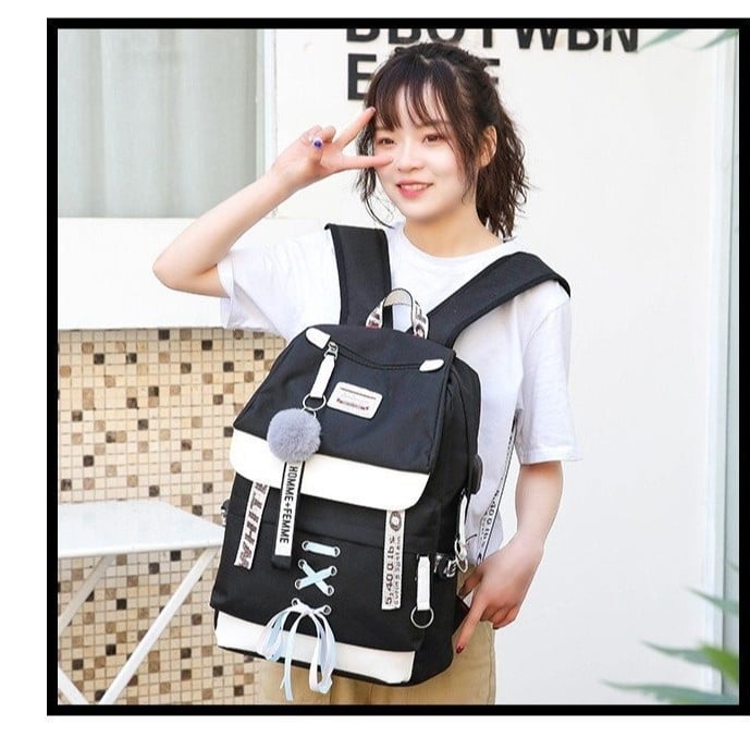 Rucsac Harajuku, inspirație campus, impermeabil, capacitate mare (36–55 L), compatibil cu laptop de 14 in, unisex