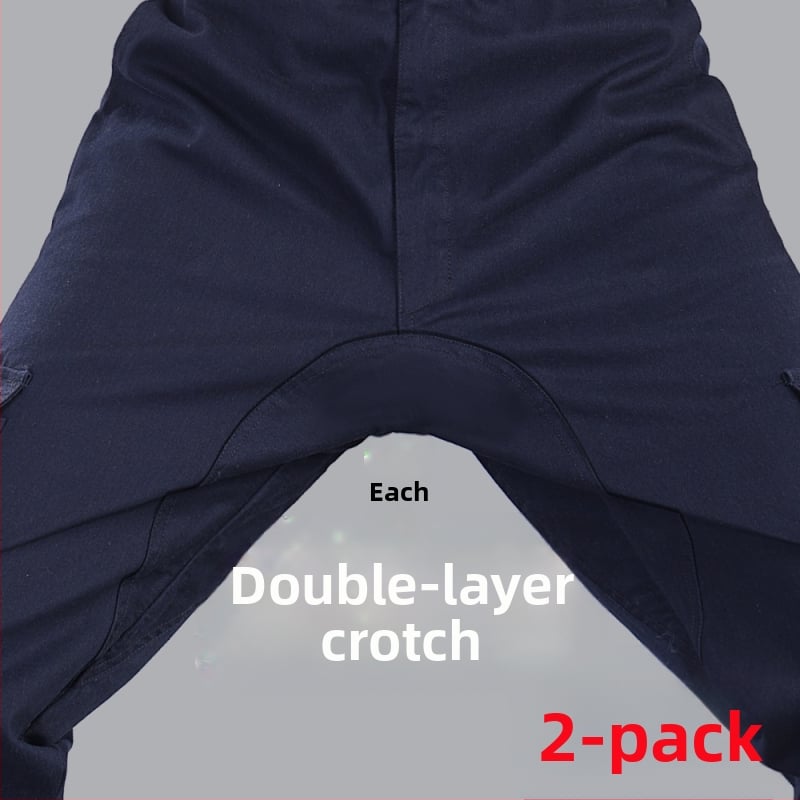 Pantaloni de lucru din bumbac, cu căptușeală suplimentară, croială dreaptă, durabili pentru sudură