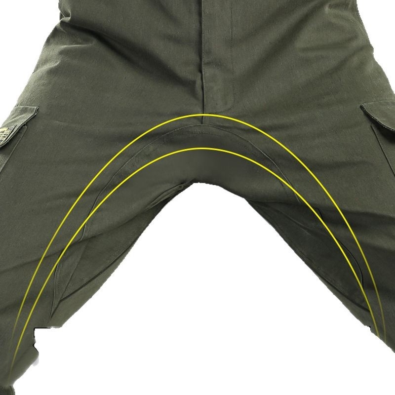 Pantaloni de lucru din bumbac, cu căptușeală suplimentară, croială dreaptă, durabili pentru sudură