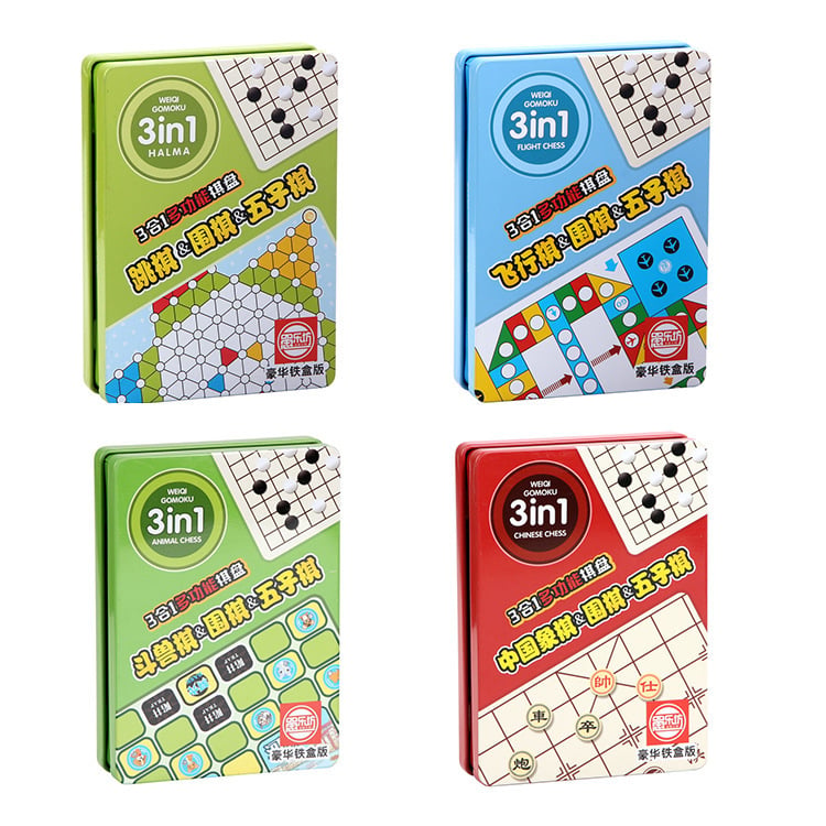 Tablă dublă Go și Xiangqi cu Gomoku, cutie metalică, pentru începători, tablă educativă multifuncțională