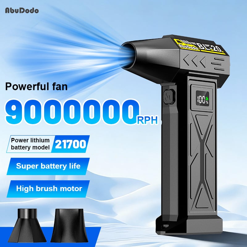 Ventilator portabil, puternic, cu eliminare praf, curățare zăpadă, alimentare USB și lampă de salvare LED.
