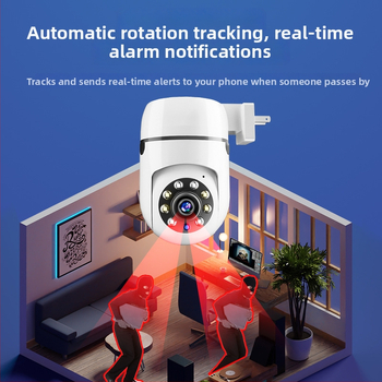 Cameră de supraveghere indoor, plug‑and‑play, Wi‑Fi 1080p, Tuya Smart, cameră 360° pentru casă