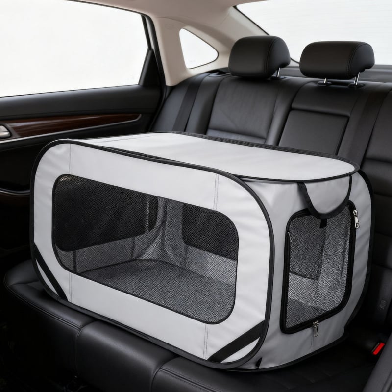 Cușcă auto pentru animale din material Oxford, portabilă, pliabilă, pentru pisici și câini, utilizare în interior și exterior