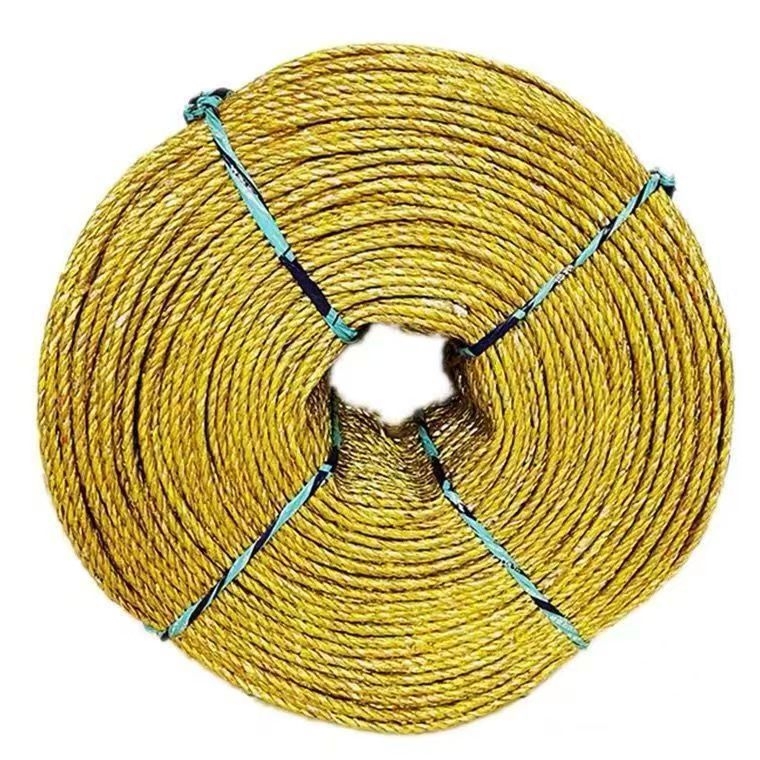 Cordă de legare din compozit aluminiu-plastic, auriu, pentru laminare folie de seră și ambalare hârtie deșeuri; poliester, diametru 1,3 mm × 50 mm, încărcătură 8 kg