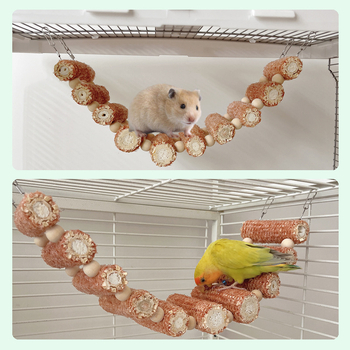 Jucărie pentru animale de companie multipiese: pod arc din știulete de porumb cu scară moale pentru hamsteri, iepuri, chinchile, papagali