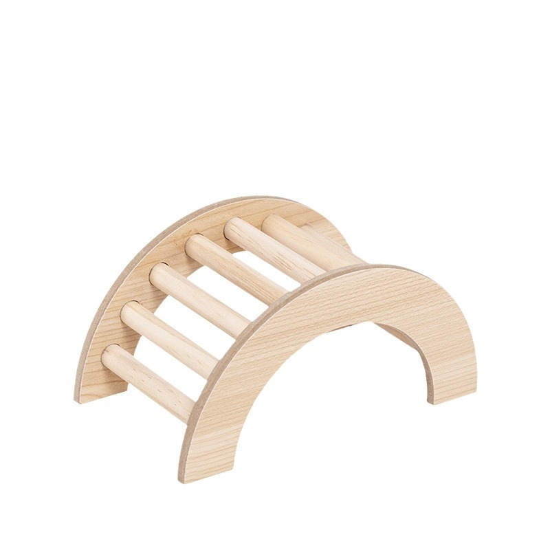 Set decorativ din lemn pentru cușca de hamster, cu gard, scară de cățărare și arc de pod; platformă decorativă și jucărie pentru a combate plictiseala