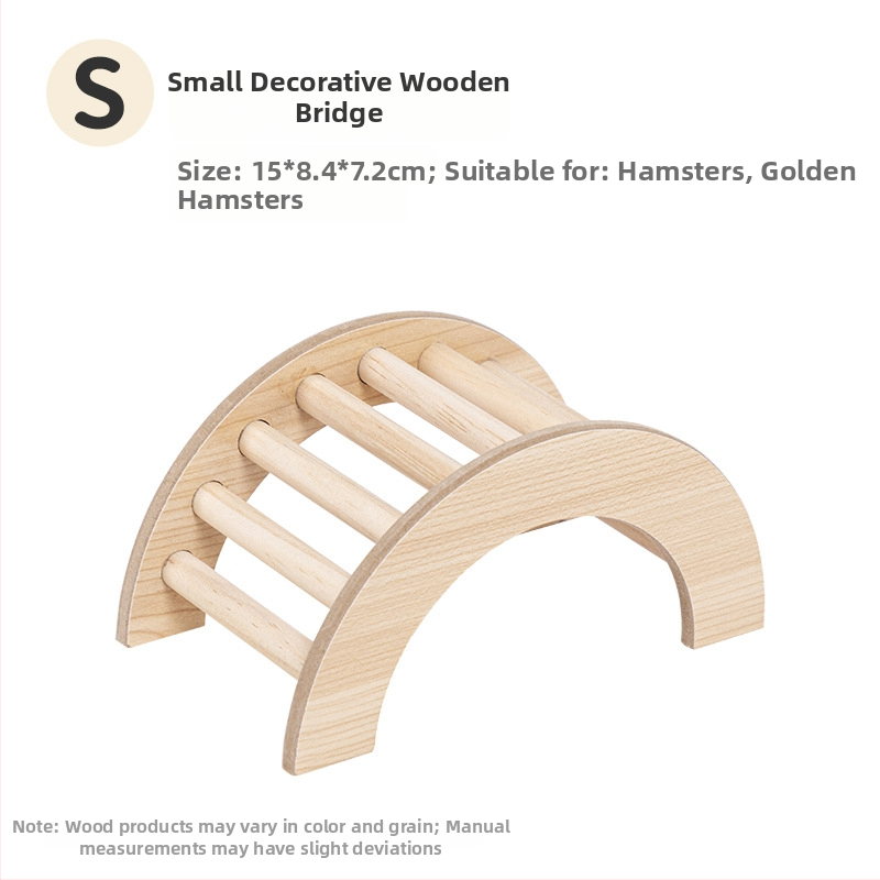 Set decorativ din lemn pentru cușca de hamster, cu gard, scară de cățărare și arc de pod; platformă decorativă și jucărie pentru a combate plictiseala