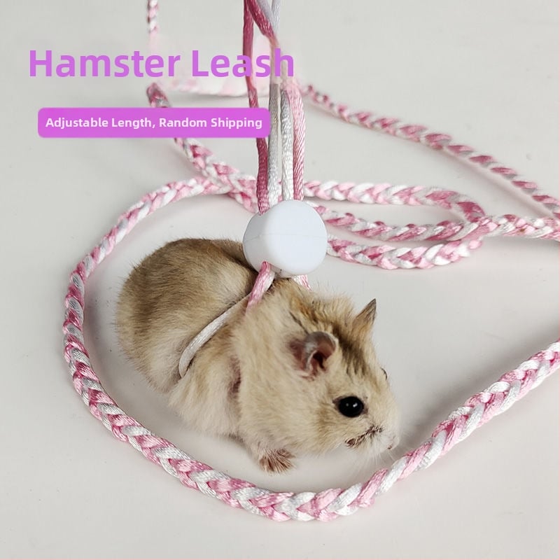 Harnaș din sfoară de bumbac țesut manual pentru iepuri, purcei de Guinea și hamsteri – jucărie de tractiune pentru rozătoare