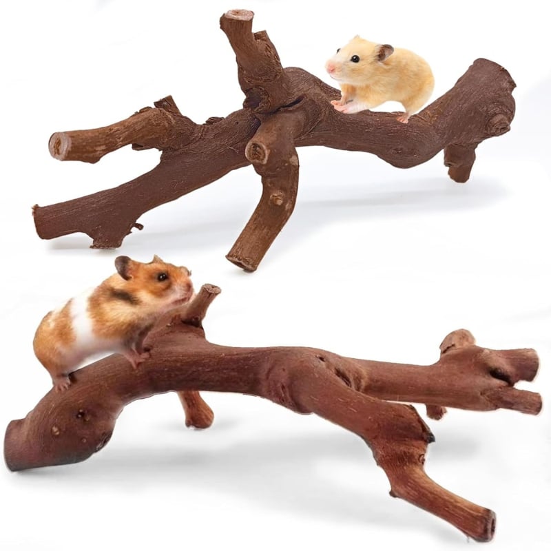 Jucărie naturală din lemn pentru hamster, cu suport pentru păsări și ascuțitor de unghii, decor pentru hamster și șinșilă