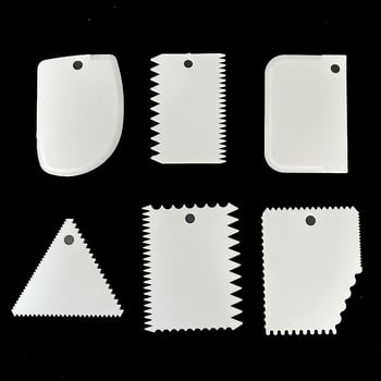 Set de trei spatule pentru cremă, cu spatulă arc dentat, unelte de decorare pentru cofetărie, spatulă din plastic DIY