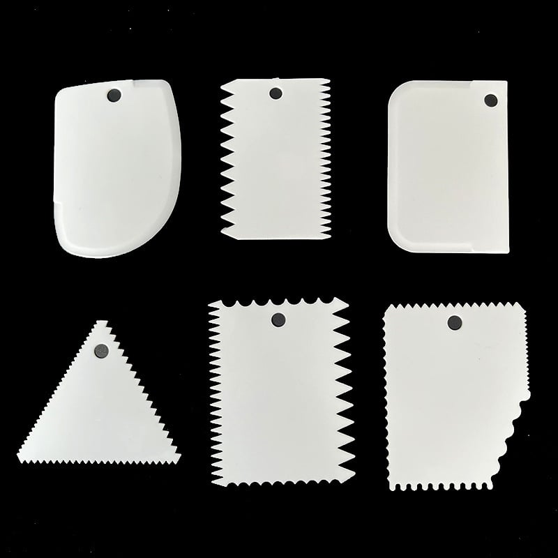 Set de trei spatule pentru cremă, cu spatulă arc dentat, unelte de decorare pentru cofetărie, spatulă din plastic DIY
